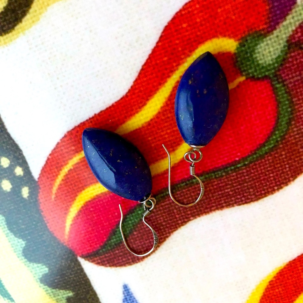 Lapis lazuli /sterling silver drop earrings.